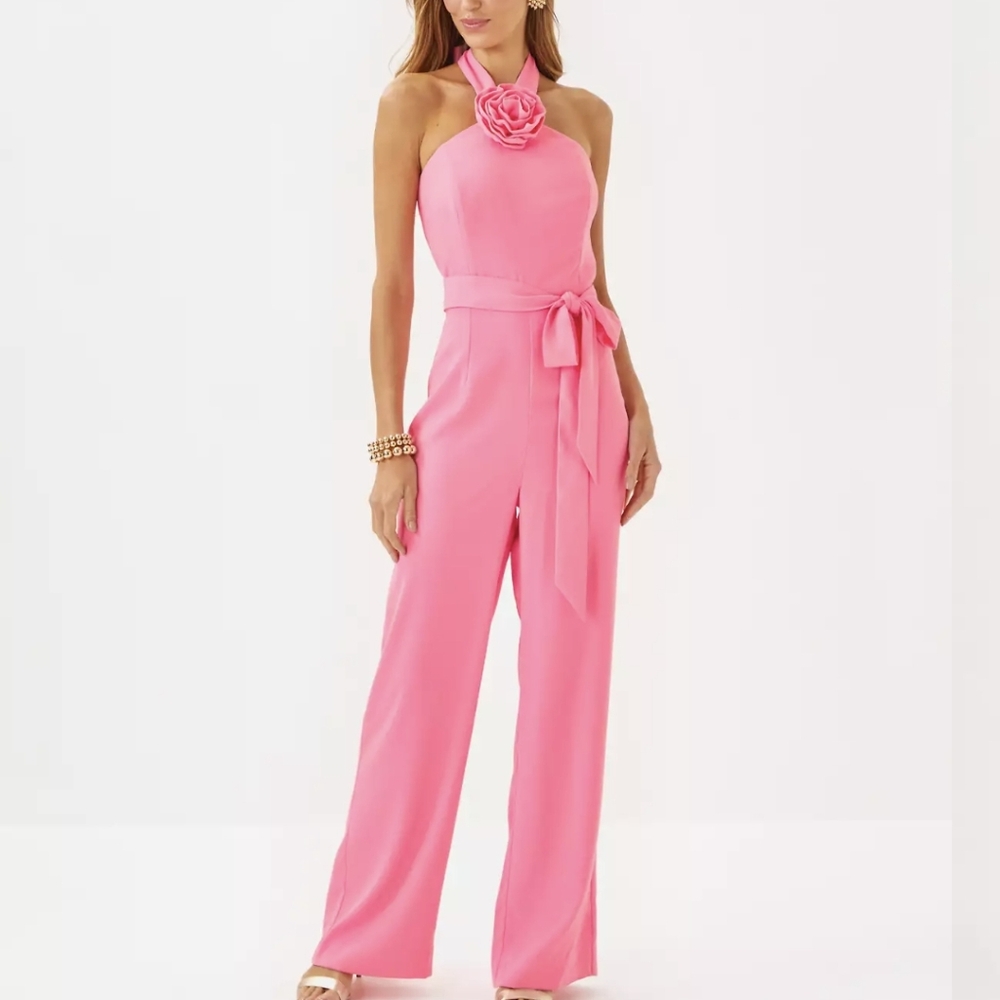 Lilly Pulitzer Connie Jumpsuit Rousseau Pink Size 6 NWT Belted Wide Leg